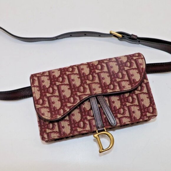 CHRISTIAN DIOR Oblique Saddle Belt Bag Burgundy 05-RU-1129 - Picture 8 of 15